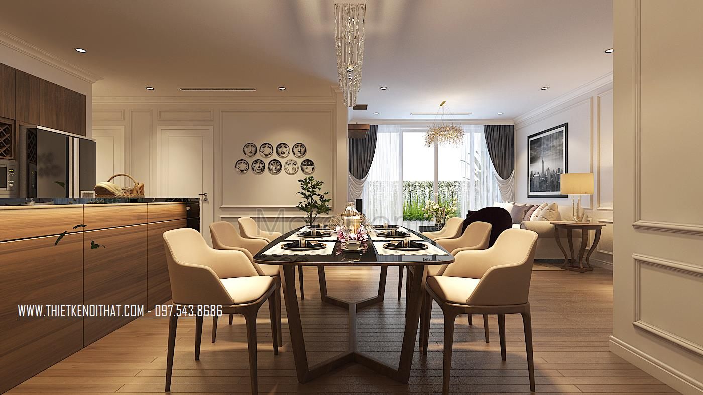 Thiết kế nội thất chung cư tân cổ điển tại Vinhomes Gardenia, Mỹ Đình, Nam Từ Liêm, Hà Nội